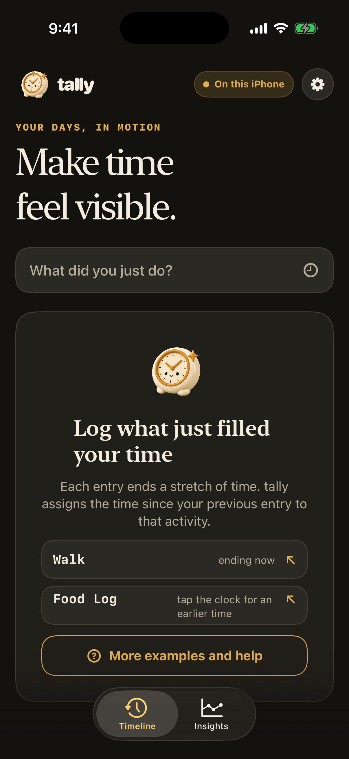 The tally timeline and retrospective activity composer